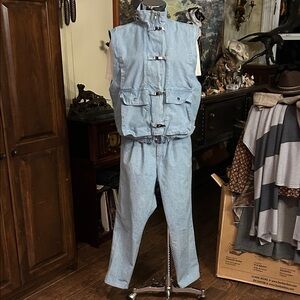 1980’s Le Tigre Sz 4 Light-wash denim 2pc Set RARE